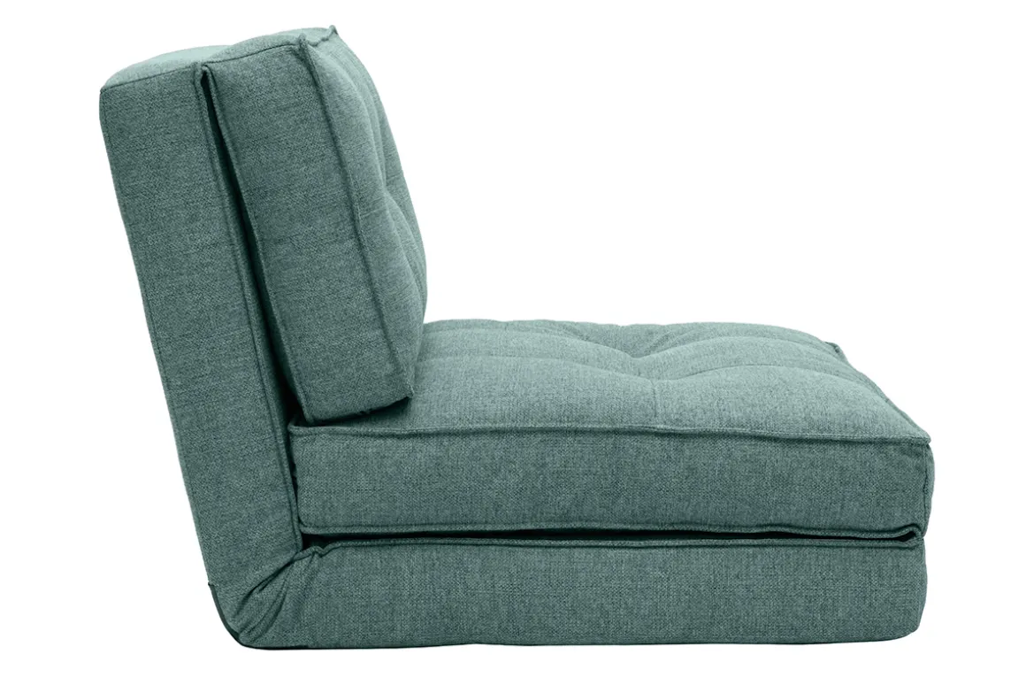 Miliboo Chauffeuse|Chauffeuse-Chauffeuse 1 place convertible en tissu vert de gris SALLY