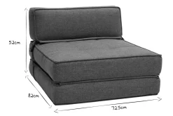 Miliboo Chauffeuse|Chauffeuse-Chauffeuse 1 place convertible en tissu bleu canard KATY