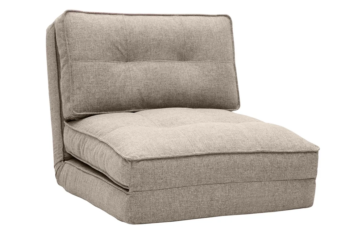 Miliboo Chauffeuse|Chauffeuse-Chauffeuse 1 place convertible en tissu taupe SALLY