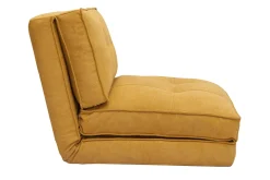 Miliboo Chauffeuse|Chauffeuse-Chauffeuse 1 place convertible en tissu effet velours jaune moutarde SALLY