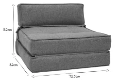 Miliboo Chauffeuse|Chauffeuse-Chauffeuse 1 place convertible en tissu gris KATY