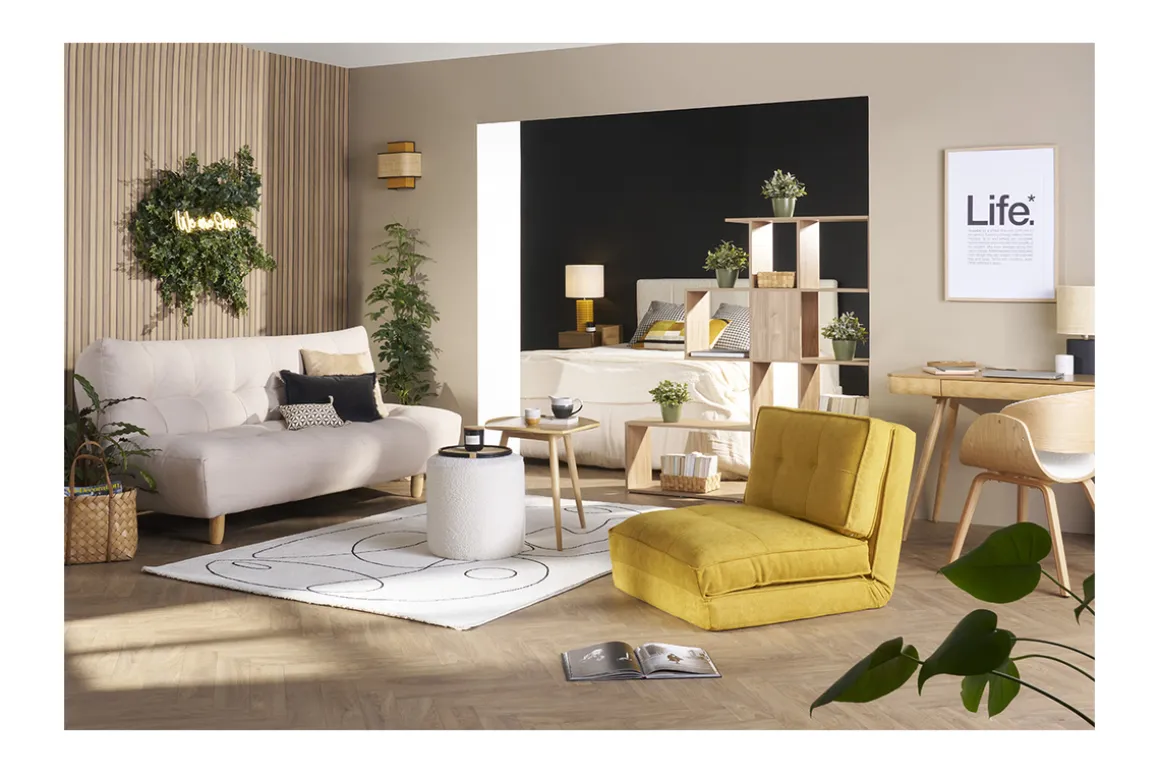 Miliboo Chauffeuse|Chauffeuse-Chauffeuse 1 place convertible en tissu terracotta SALLY