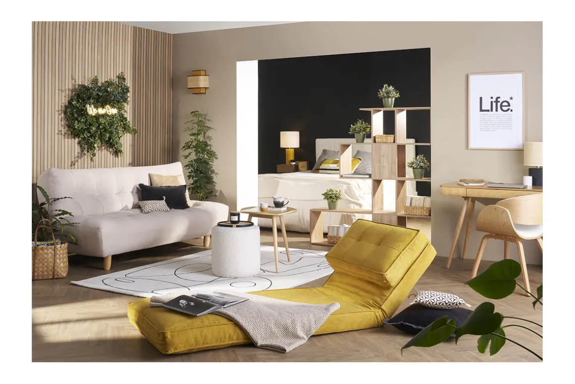 Miliboo Chauffeuse|Chauffeuse-Chauffeuse 1 place convertible en tissu terracotta SALLY