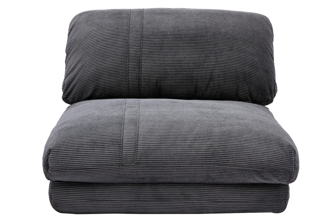 Miliboo Chauffeuse|Chauffeuse-Chauffeuse 1 place convertible en tissu velours côtelé gris foncé SPENCER