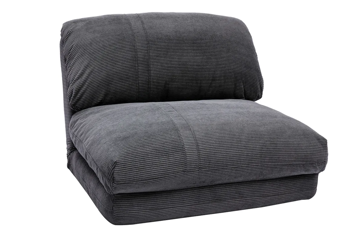 Miliboo Chauffeuse|Chauffeuse-Chauffeuse 1 place convertible en tissu velours côtelé gris foncé SPENCER