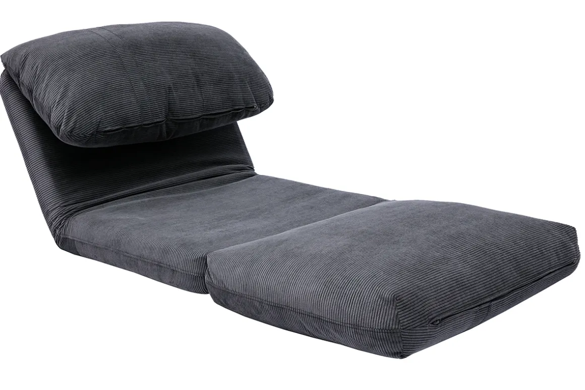 Miliboo Chauffeuse|Chauffeuse-Chauffeuse 1 place convertible en tissu velours côtelé gris foncé SPENCER