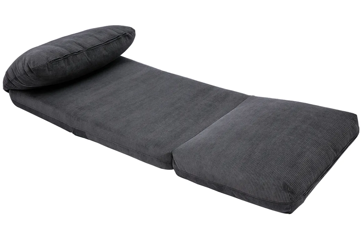 Miliboo Chauffeuse|Chauffeuse-Chauffeuse 1 place convertible en tissu velours côtelé gris foncé SPENCER