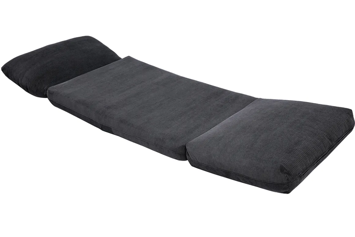 Miliboo Chauffeuse|Chauffeuse-Chauffeuse 1 place convertible en tissu velours côtelé gris foncé SPENCER