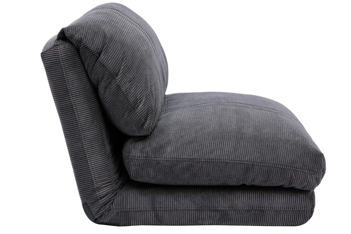 Miliboo Chauffeuse|Chauffeuse-Chauffeuse 1 place convertible en tissu velours côtelé gris foncé SPENCER