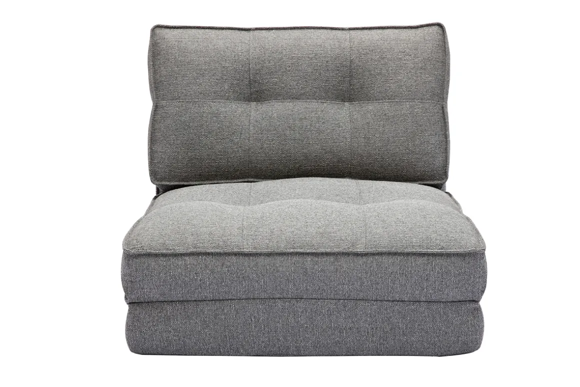 Miliboo Chauffeuse|Chauffeuse-Chauffeuse 1 place convertible en tissu gris chiné SALLY