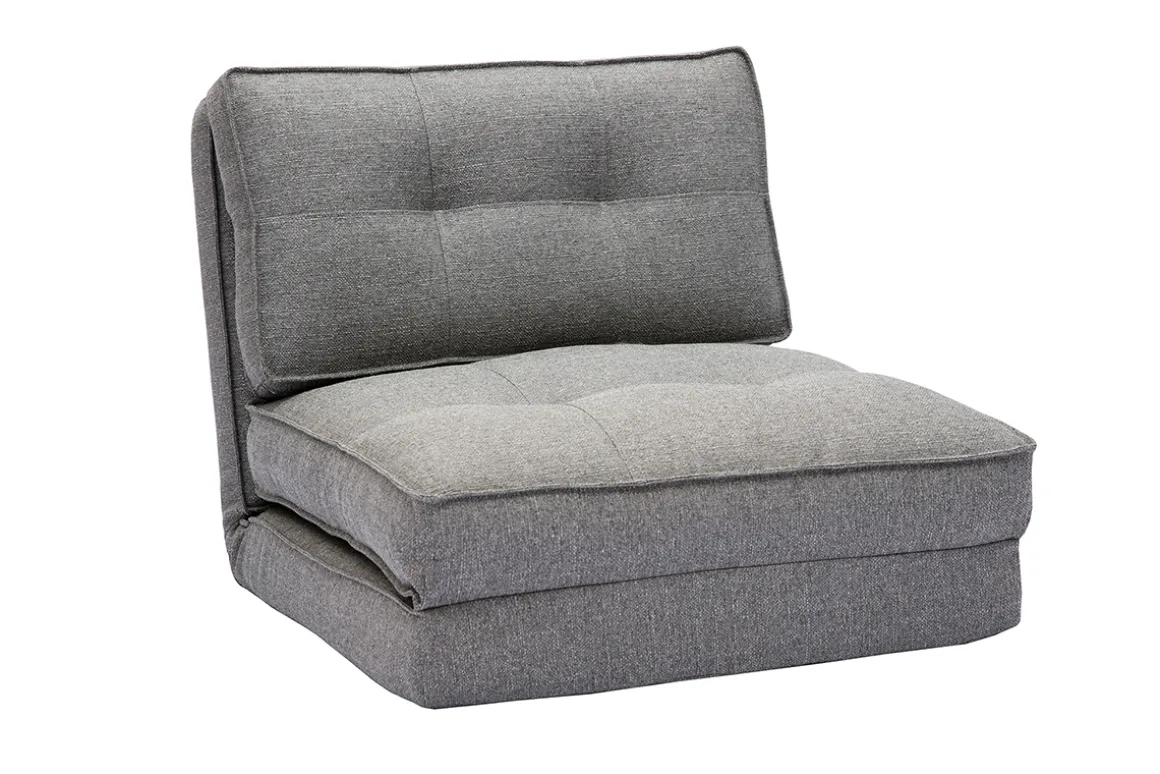 Miliboo Chauffeuse|Chauffeuse-Chauffeuse 1 place convertible en tissu gris chiné SALLY
