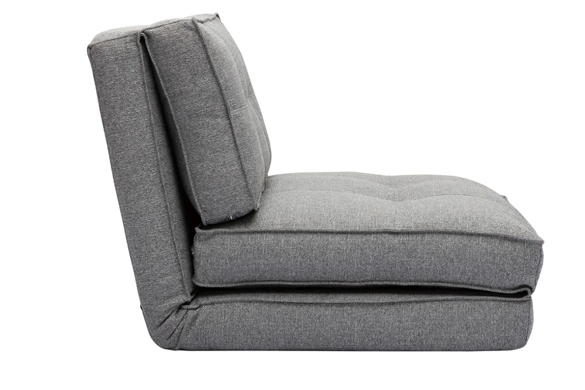 Miliboo Chauffeuse|Chauffeuse-Chauffeuse 1 place convertible en tissu gris chiné SALLY