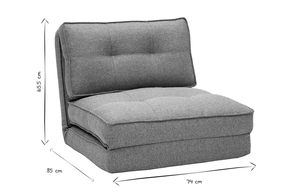 Miliboo Chauffeuse|Chauffeuse-Chauffeuse 1 place convertible en tissu gris chiné SALLY