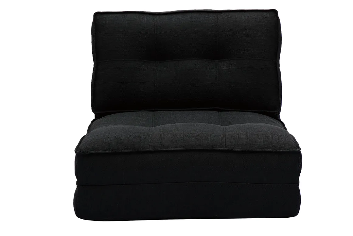 Miliboo Chauffeuse|Chauffeuse-Chauffeuse 1 place convertible en tissu noir SALLY