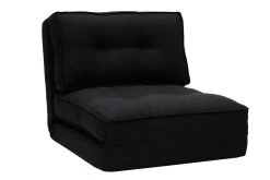 Miliboo Chauffeuse|Chauffeuse-Chauffeuse 1 place convertible en tissu noir SALLY