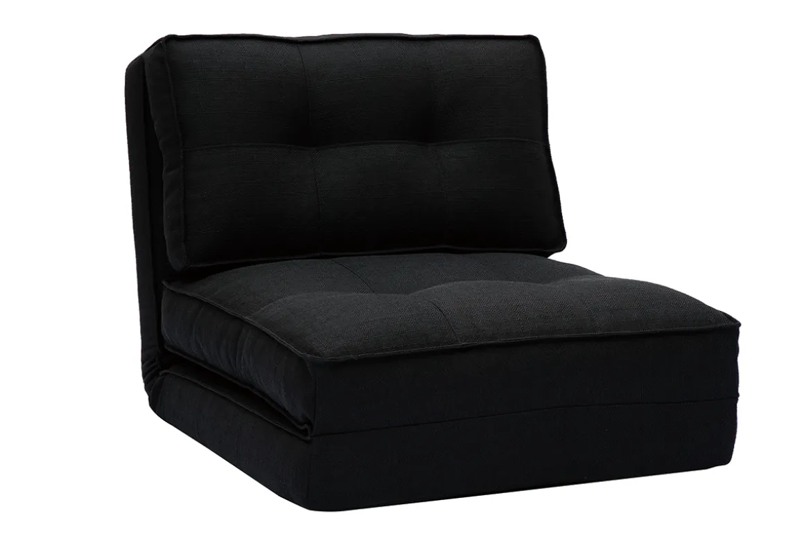 Miliboo Chauffeuse|Chauffeuse-Chauffeuse 1 place convertible en tissu noir SALLY