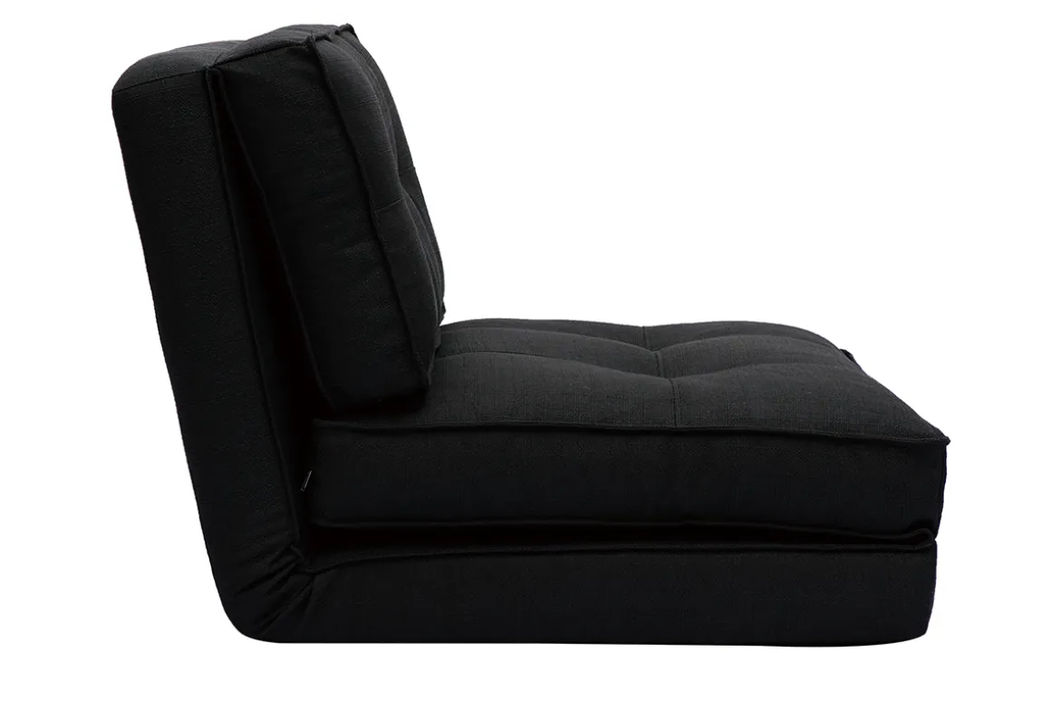 Miliboo Chauffeuse|Chauffeuse-Chauffeuse 1 place convertible en tissu noir SALLY