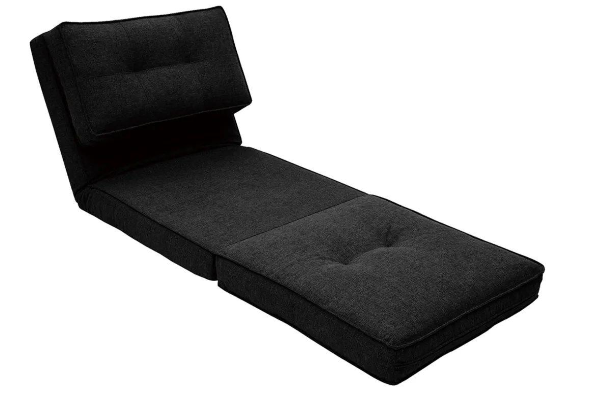 Miliboo Chauffeuse|Chauffeuse-Chauffeuse 1 place convertible en tissu noir SALLY