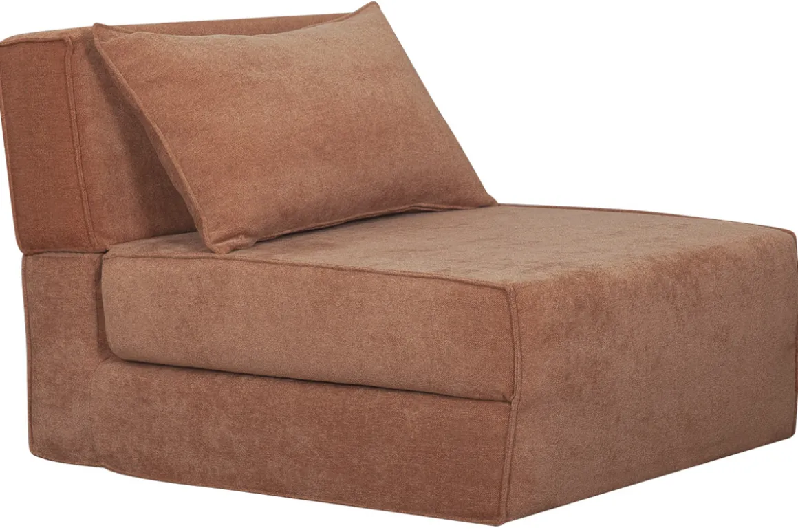 Miliboo Chauffeuse|Chauffeuse-Chauffeuse 1 place convertible en tissu effet velours terracotta VICTOR