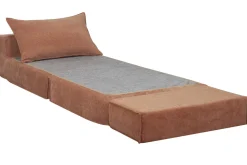 Miliboo Chauffeuse|Chauffeuse-Chauffeuse 1 place convertible en tissu effet velours terracotta VICTOR