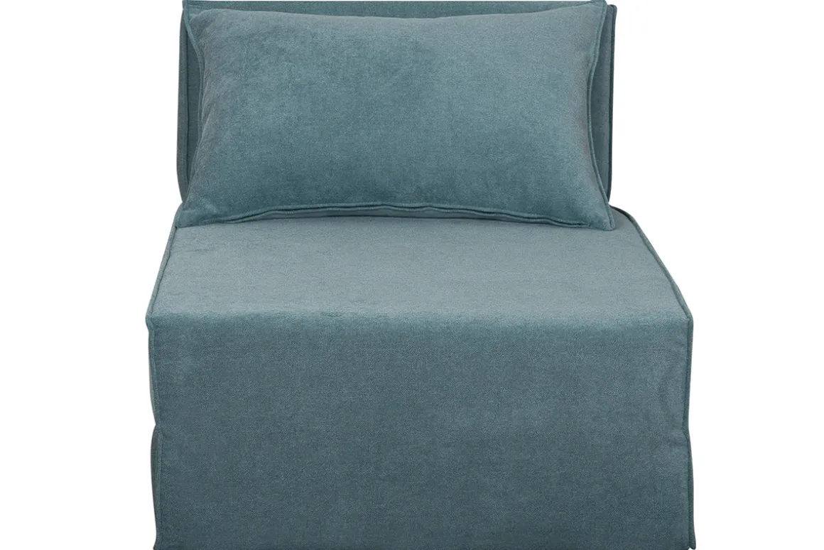 Miliboo Chauffeuse|Chauffeuse-Chauffeuse 1 place convertible en tissu effet velours bleu VICTOR
