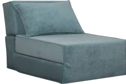 Miliboo Chauffeuse|Chauffeuse-Chauffeuse 1 place convertible en tissu effet velours bleu VICTOR