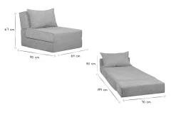 Miliboo Chauffeuse|Chauffeuse-Chauffeuse 1 place convertible en tissu effet velours taupe VICTOR