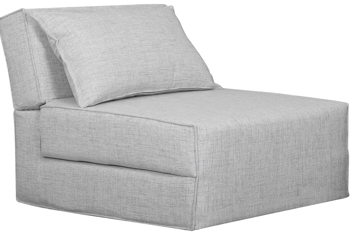 Miliboo Chauffeuse|Chauffeuse-Chauffeuse 1 place convertible en tissu gris clair VICTOR