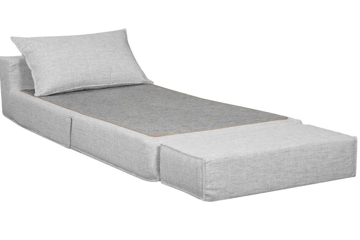 Miliboo Chauffeuse|Chauffeuse-Chauffeuse 1 place convertible en tissu gris clair VICTOR