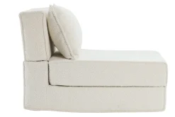 Miliboo Chauffeuse|Chauffeuse-Chauffeuse 1 place convertible en tissu effet laine bouclée blanc VICTOR