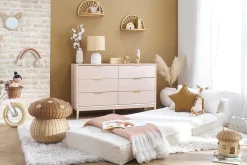 Miliboo Chauffeuse|Chauffeuse-Chauffeuse 1 place convertible en tissu effet laine bouclée blanc VICTOR