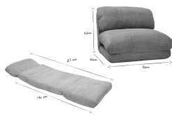 Miliboo Chauffeuse|Chauffeuse-Chauffeuse 1 place convertible en tissu velours côtelé vert céladon SPENCER