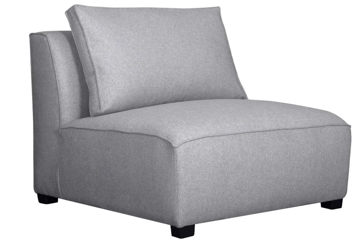 Miliboo Voir Tous Les Canapés|Fauteuil Design-Chauffeuse 1 place design en tissu gris clair PLURIEL