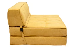 Miliboo Chauffeuse|Chauffeuse-Chauffeuse 2 places convertible en tissu effet velours jaune moutarde KATY