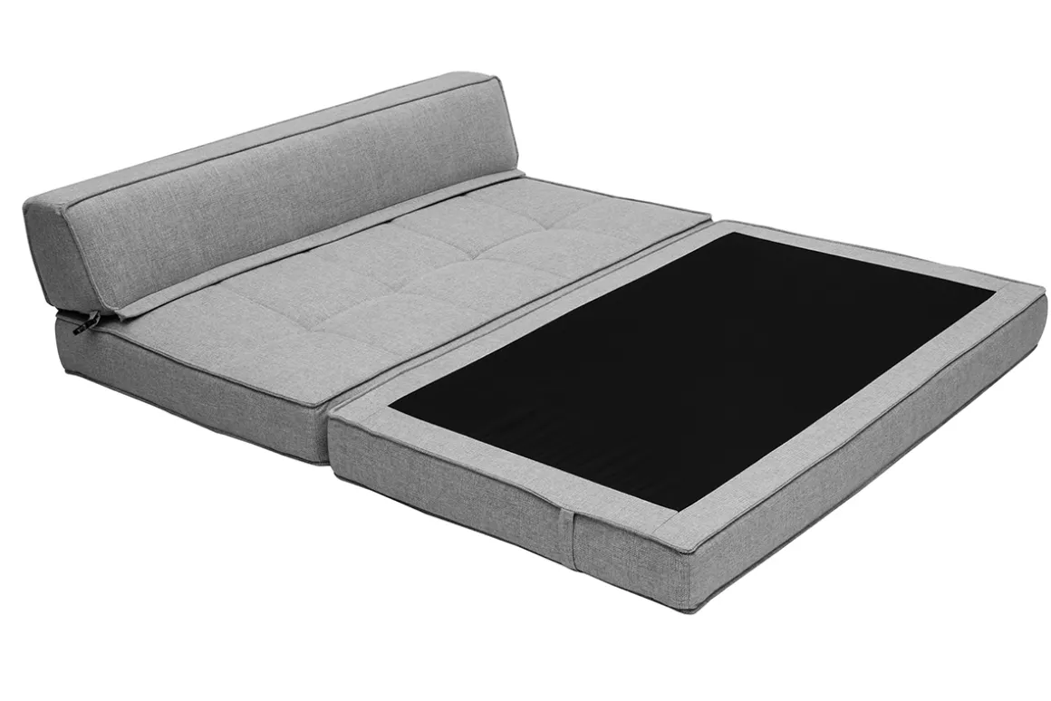 Miliboo Chauffeuse|Chauffeuse-Chauffeuse 2 places convertible en tissu gris clair KATY