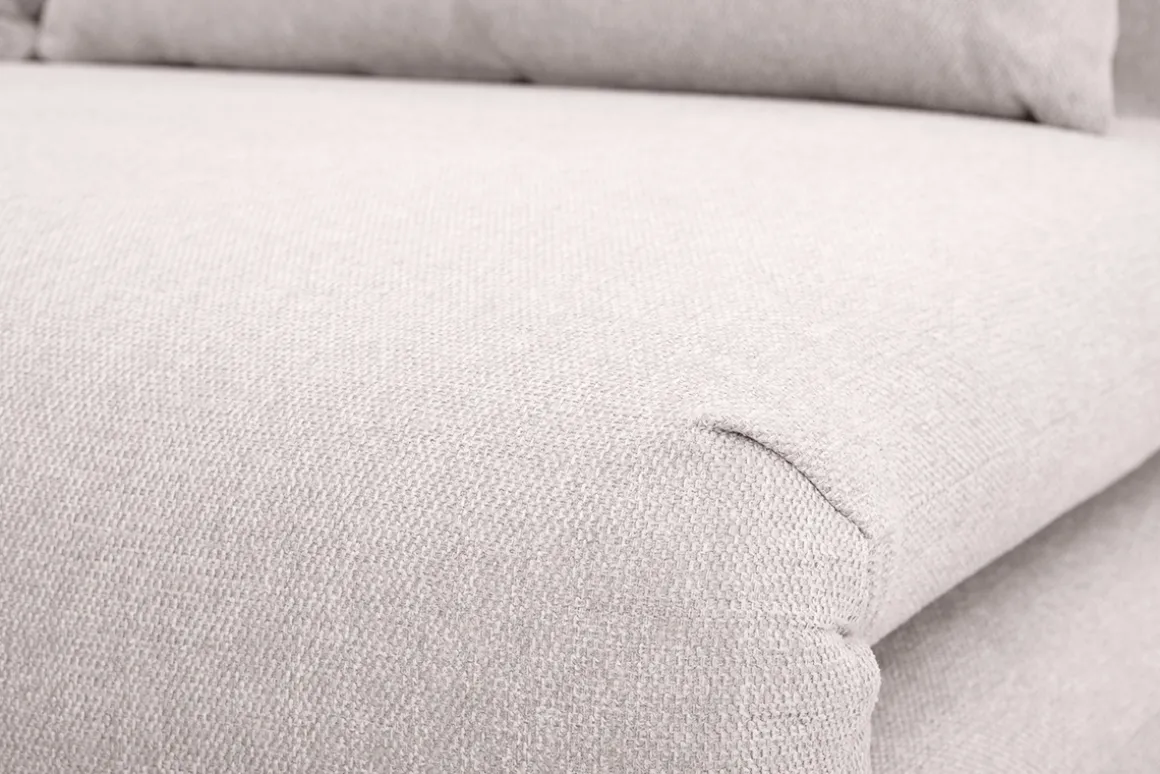 Miliboo Canapé Convertible|Voir Tous Les Canapés-Chauffeuse 2 places convertible en tissu effet velours texturé beige et bois clair AMIKO