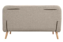 Miliboo Canapé Convertible|Voir Tous Les Canapés-Chauffeuse 2 places convertible en tissu taupe et bois clair AMIKO