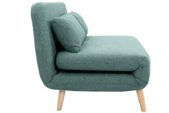 Miliboo Canapé Convertible|Voir Tous Les Canapés-Chauffeuse 2 places convertible en tissu vert de gris et bois clair AMIKO