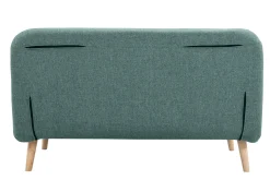 Miliboo Canapé Convertible|Voir Tous Les Canapés-Chauffeuse 2 places convertible en tissu vert de gris et bois clair AMIKO