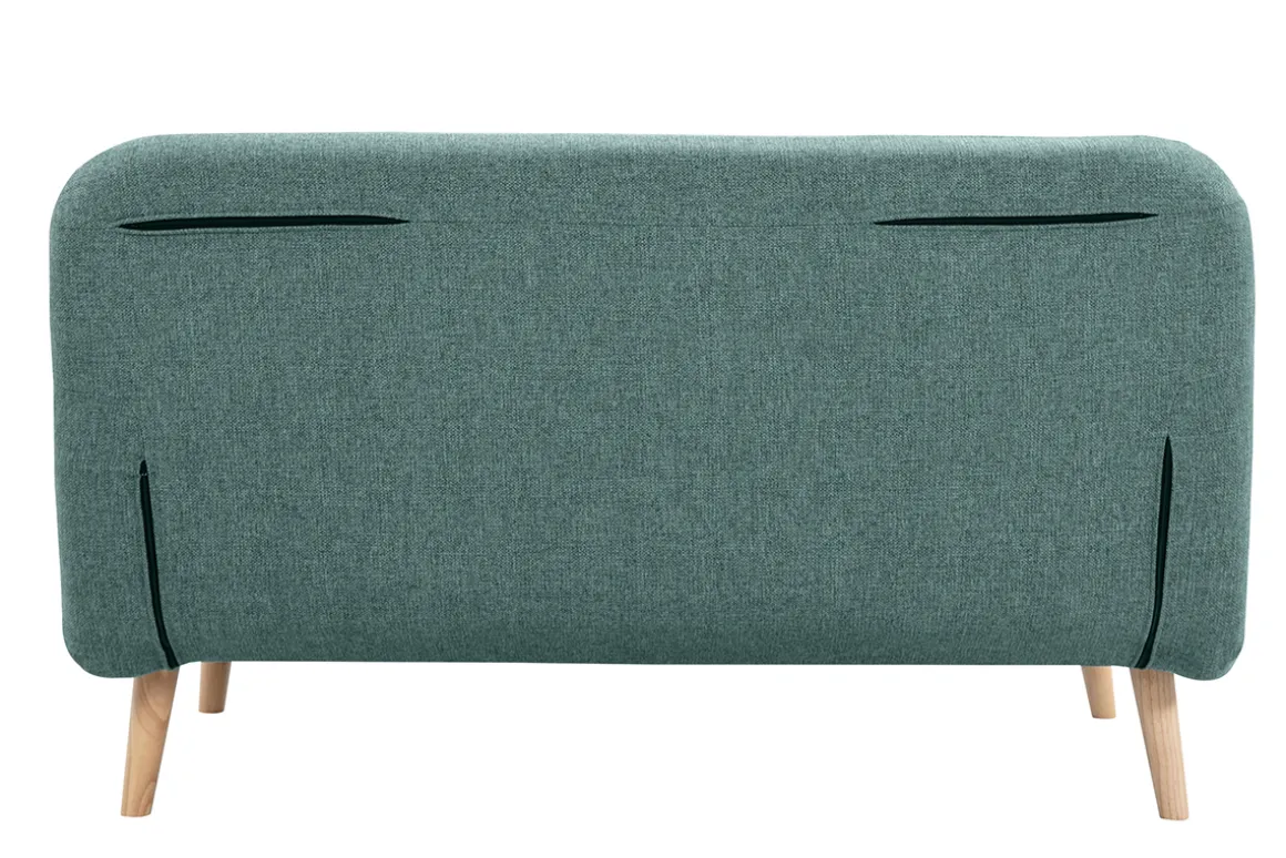 Miliboo Canapé Convertible|Voir Tous Les Canapés-Chauffeuse 2 places convertible en tissu vert de gris et bois clair AMIKO