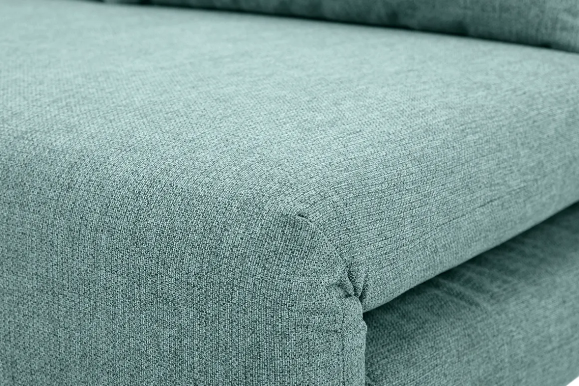 Miliboo Canapé Convertible|Voir Tous Les Canapés-Chauffeuse 2 places convertible en tissu vert de gris et bois clair AMIKO