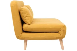 Miliboo Canapé Convertible|Voir Tous Les Canapés-Chauffeuse 2 places convertible en tissu effet velours moutarde et bois clair AMIKO