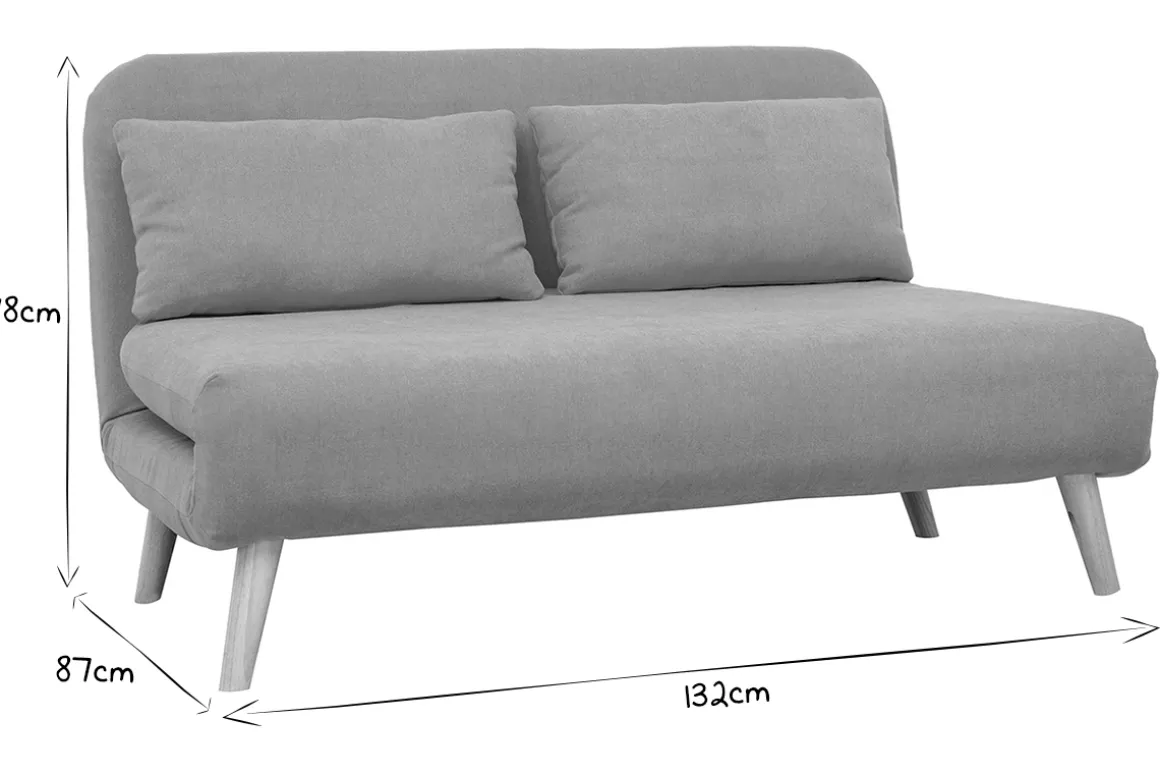 Miliboo Canapé Convertible|Voir Tous Les Canapés-Chauffeuse 2 places convertible en tissu effet velours moutarde et bois clair AMIKO