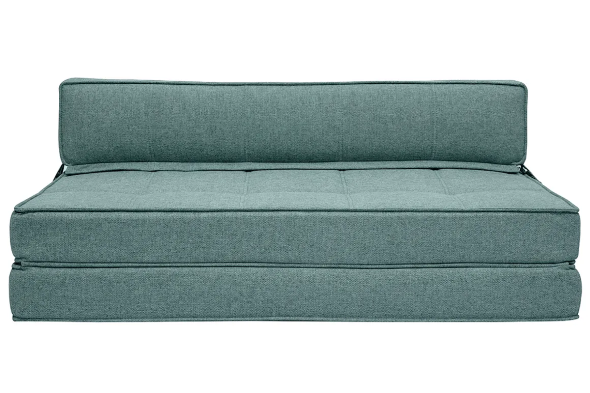 Miliboo Chauffeuse|Chauffeuse-Chauffeuse convertible 2 places en tissu vert de gris KATY