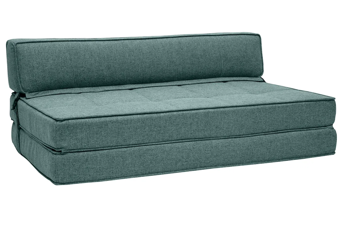 Miliboo Chauffeuse|Chauffeuse-Chauffeuse convertible 2 places en tissu vert de gris KATY