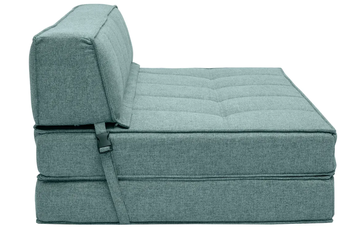 Miliboo Chauffeuse|Chauffeuse-Chauffeuse convertible 2 places en tissu vert de gris KATY