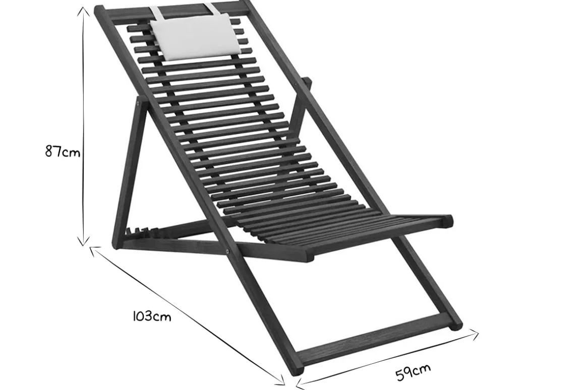 Miliboo Chaise Longue-Chiliennes en bois massif avec coussin en tissu blanc (lot 2) MOONA