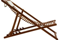 Miliboo Chaise Longue-Chiliennes en bois massif avec coussin en tissu blanc (lot 2) MOONA