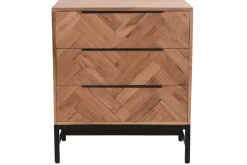 Miliboo Commode|Commode-Commode à motifs chevrons en bois massif et métal noir 3 tiroirs L70 cm STICK