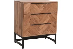 Miliboo Commode|Commode-Commode à motifs chevrons en bois massif et métal noir 3 tiroirs L70 cm STICK